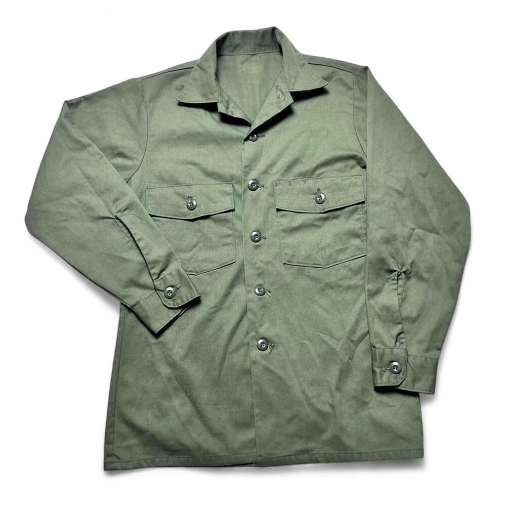 US Military Army Vintage 70s Cotton Sateen 507 Shade Shirt Utility Small